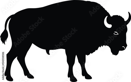 Bison buffalo  black silhouette vector