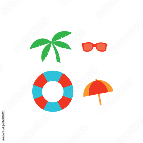Beach collection vector art illustration