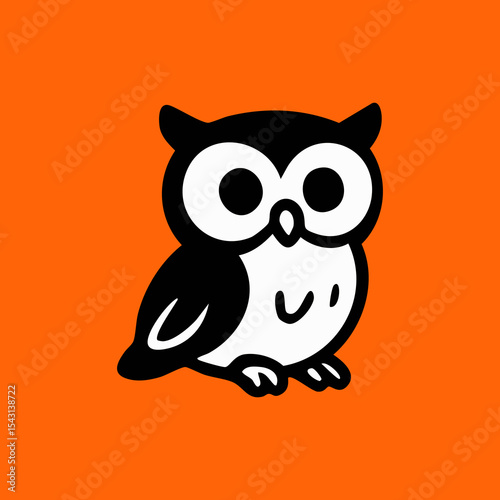 Cute cartoon owl on an orange background