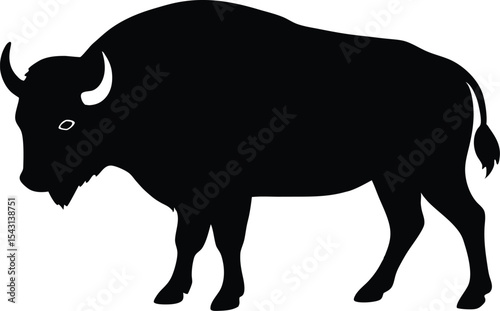 Bison buffalo  black silhouette vector,American bison or buffalo