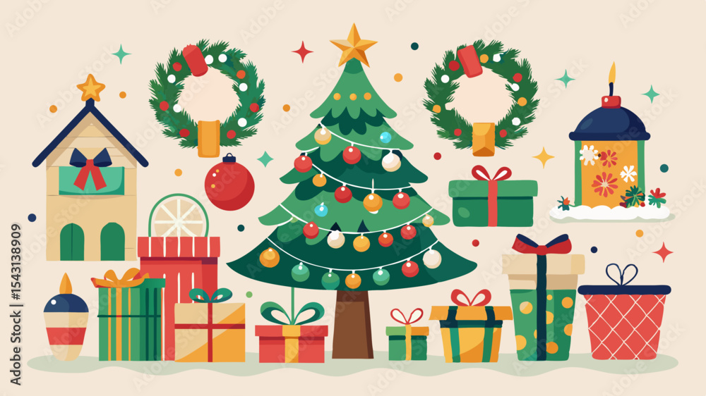 Fototapeta premium vector christmas tree with gifts background