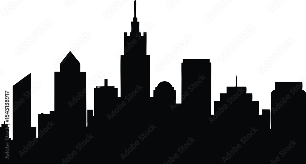 Fototapeta premium Boston City Skyline black silhouette vector,City Skyline illustration