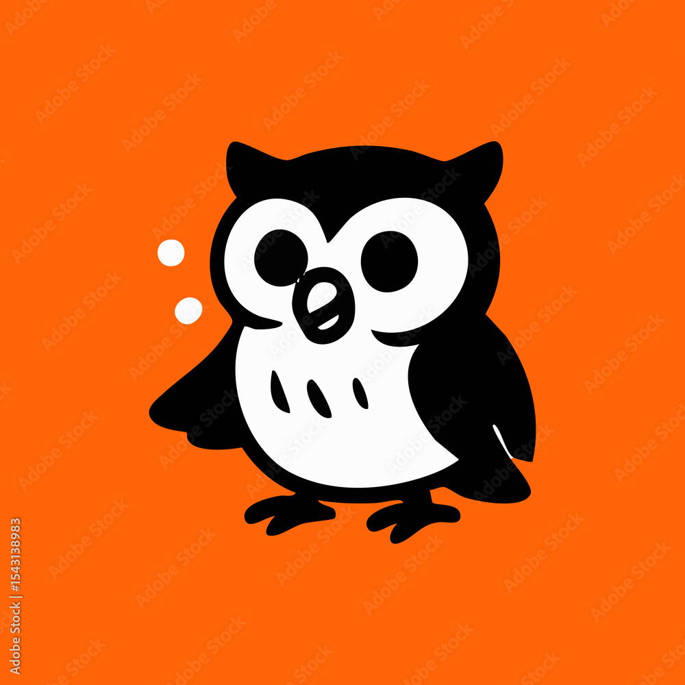 Fototapeta premium Cartoon owl on an orange background