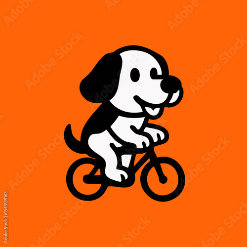Cute dog riding a bicycle