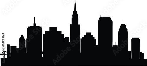 Boston City Skyline black silhouette vector,City Skyline illustration