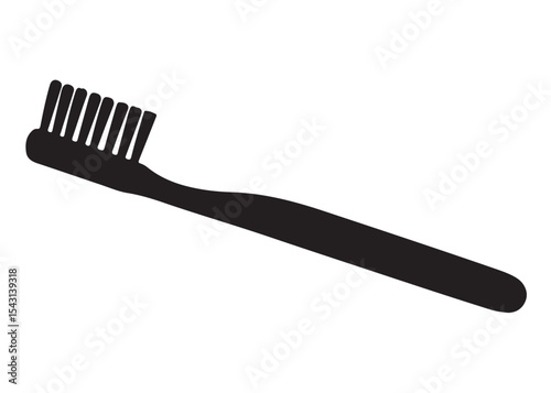 Toothbrush logo silhouette vector, Toothbrush logo icon, toothbrush silhouette vector illustration, simple black toothbrush silhouette logo vector on a white background.