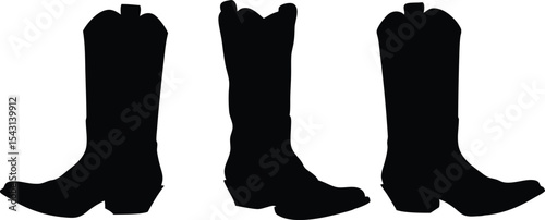 Cowboy Boot set black simple  silhouette  vector illstration