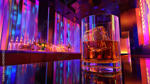 Captivating gigapixel animation of whiskey in an upscale bar environment