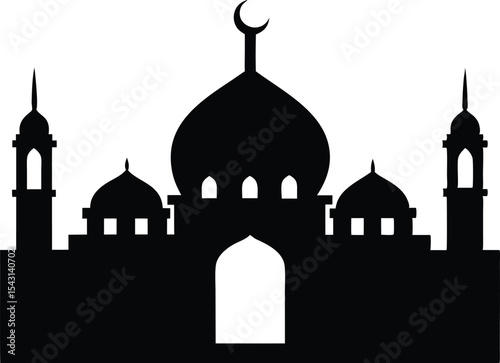 islamic mosque  black silhouette vector,Arabic architecture mosque illustration
