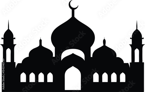 islamic mosque  black silhouette vector,Arabic architecture mosque illustration