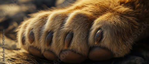 Closeup view of a fluffy lion paw serengeti nature photography natural habitat macro perspective