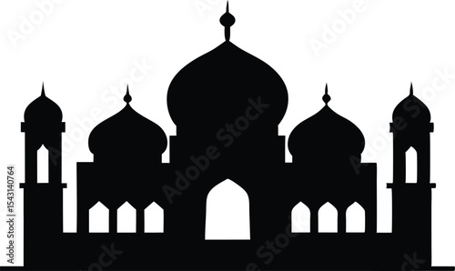 islamic mosque  black silhouette vector,Arabic architecture mosque illustration