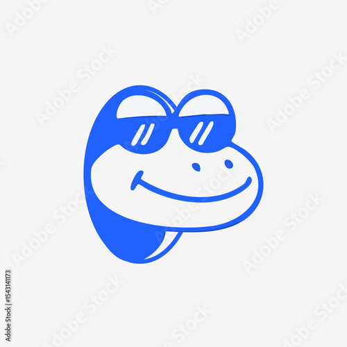 Blue cartoon animal head with sunglasses