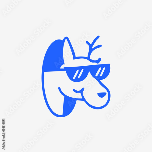 Cool blue deer head with sunglasses