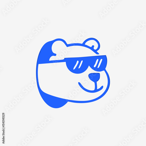 Blue bear head with sunglasses