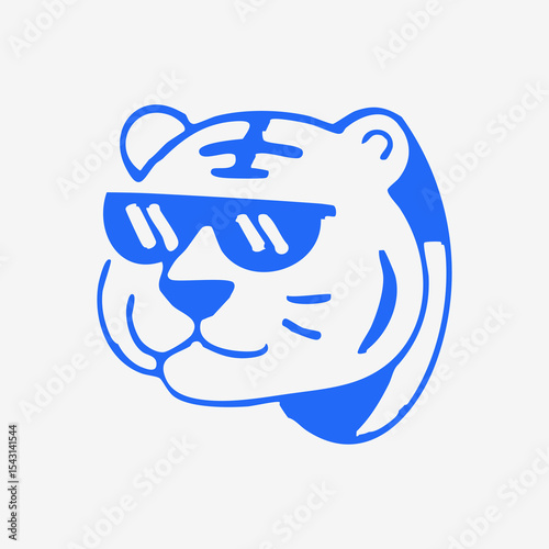Cute blue tiger with sunglasses