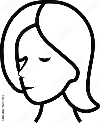 Cartoon vector illustration of a person's face with a speech bubble, showcasing a funny, stylish head with artistic hair design