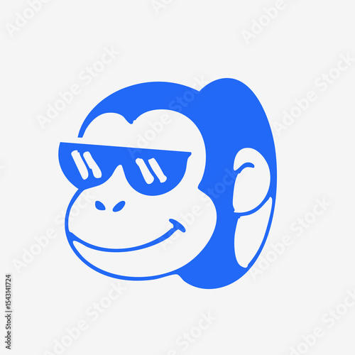 Cool monkey head in blue