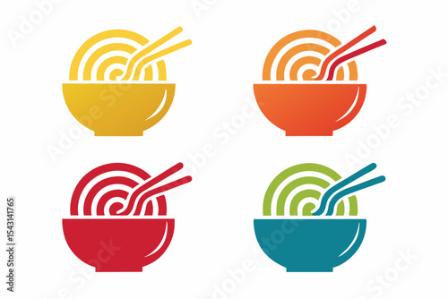 set of Noodles icon vector silhouette illustration isolated on white background