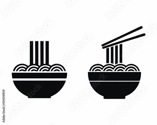 Noodles icon vector silhouette illustration isolated on white background