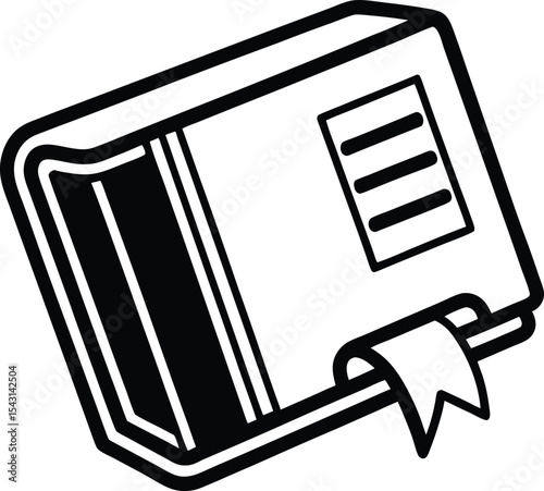 Bookmark and Notebook Icon for Digital Study vector Line art illustration