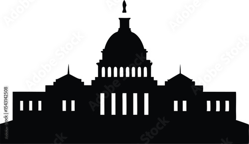 Washington Capitol building skyline,Washington skyline silhouette vector illustration