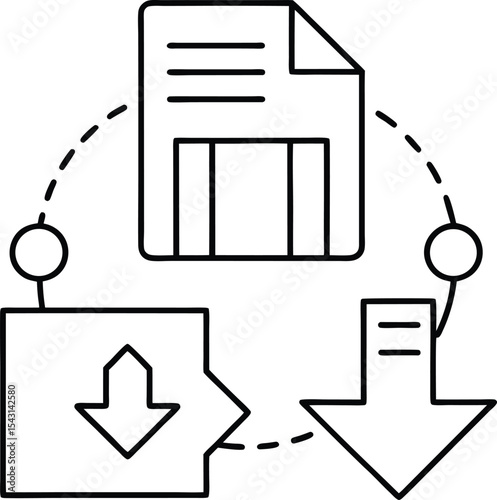 File Upload and Download Icons for Assignments vector Line art illustration
