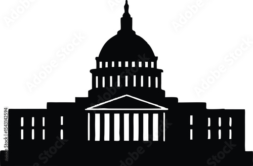 Washington Capitol building skyline,Washington skyline silhouette vector illustration