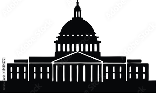 Washington Capitol building skyline,Washington skyline silhouette vector illustration