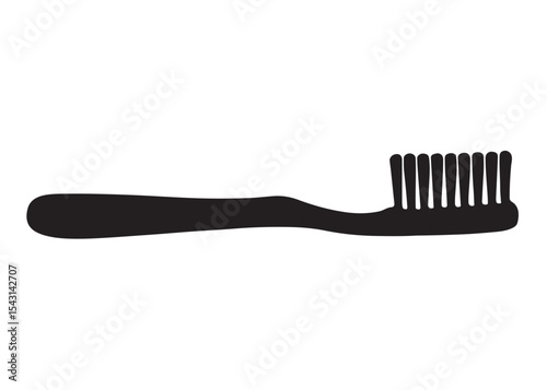 Toothbrush logo silhouette vector, Toothbrush logo icon, toothbrush silhouette vector illustration, simple black toothbrush silhouette logo vector on a white background.