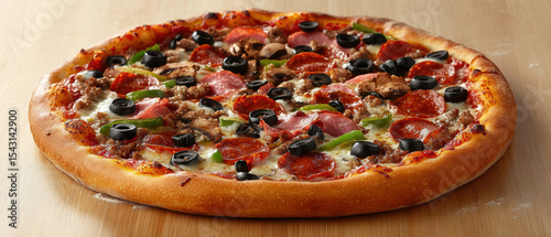 High-fidelity food photography of rustic artisanal pizza in artisan kitchen