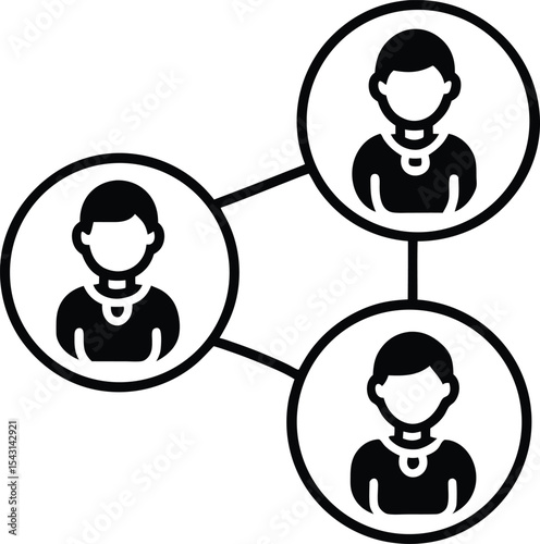 Group Project Icon with Linked Student Avatars vector Line art illustration