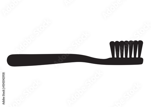 Toothbrush logo silhouette vector, Toothbrush logo icon, toothbrush silhouette vector illustration, simple black toothbrush silhouette logo vector on a white background.