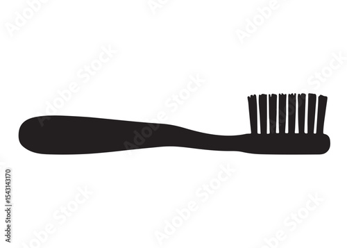 Toothbrush logo silhouette vector, Toothbrush logo icon, toothbrush silhouette vector illustration, simple black toothbrush silhouette logo vector on a white background.