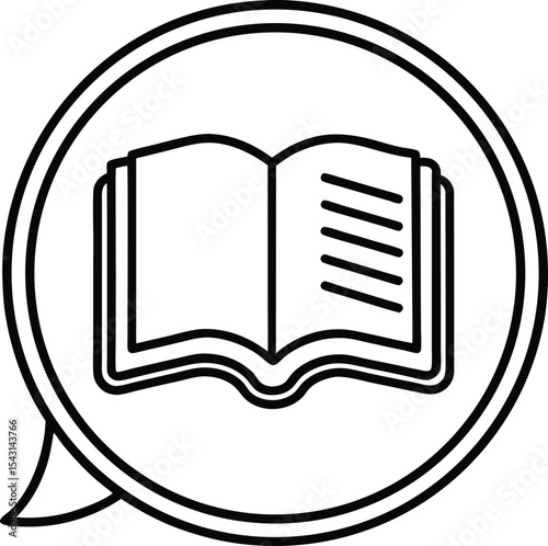 Minimal Chat Window Icon with Book Symbols vector Line art illustration