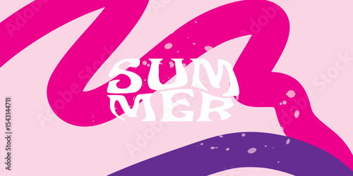 Summer horizontal abstract background with bright red hand drawn lines. Modern art minimalist style design template for sales, horizontal poster, header, cover, social media