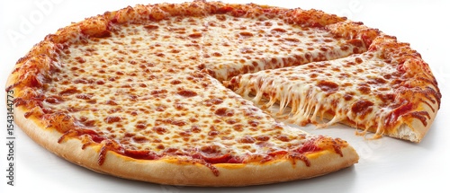 Overhead view of a hot pizza with stretchy cheese kitchen food photography indoor aerial perspective