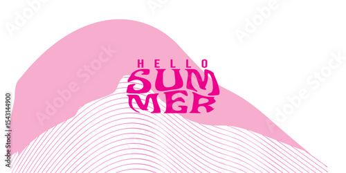 Summer horizontal abstract background with bright red hand drawn lines. Modern art minimalist style design template for sales, horizontal poster, header, cover, social media