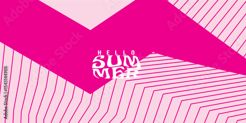 Summer horizontal abstract background with bright red hand drawn lines. Modern art minimalist style design template for sales, horizontal poster, header, cover, social media