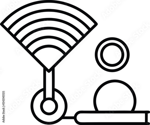 Wi Fi Symbol and Study Icon Together vector Line art illustration