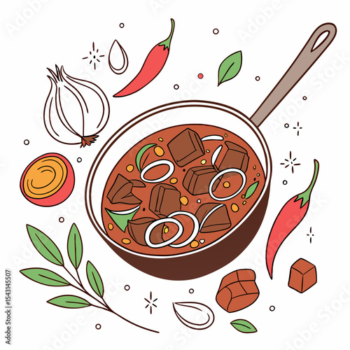 Mutton Curry vector silhouette illustration isolated on white background