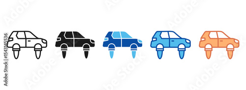 Flying Car Icon Set Multiple Style Collection
