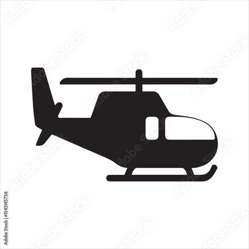 Helicopter Silhouette Icon Vector for Air Transport and Aviation Designs