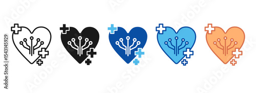 Heart Icon Set Multiple Style Collection