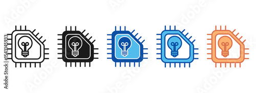 Processor Icon Set Multiple Style Collection
