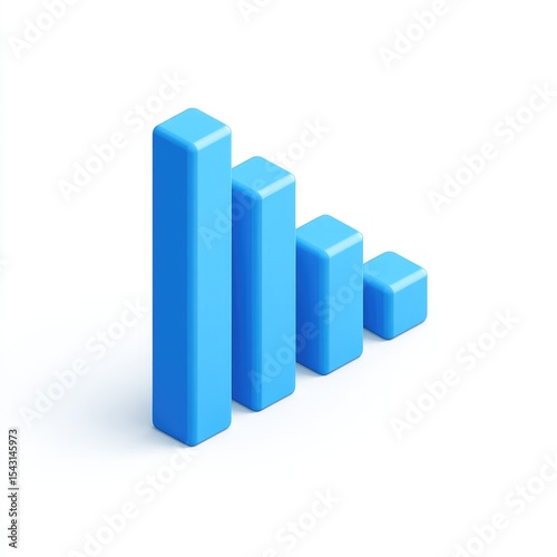 Decreasing blue bar graph 3D