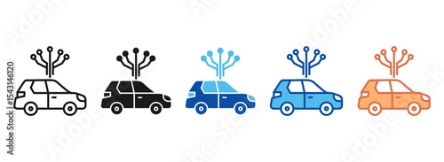 Electric Vehicle Icon Set Multiple Style Collection