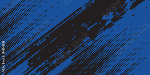 sports background, banner design in blue and black with pointed shapes and empty space. brush stroke modern grunge.vector illustration.modern.