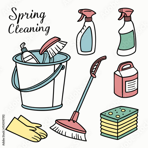 set of cleaning products