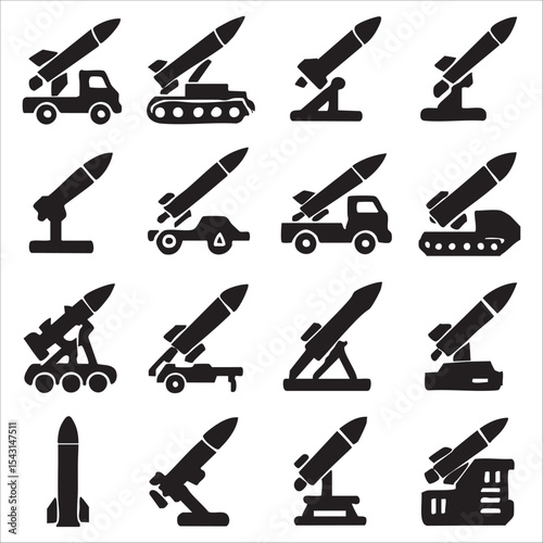 Modern Military Weapon Silhouettes Set